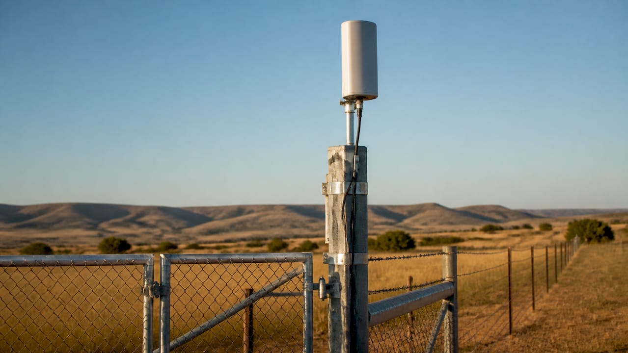 Cellular antenna mounted on metal gate post
