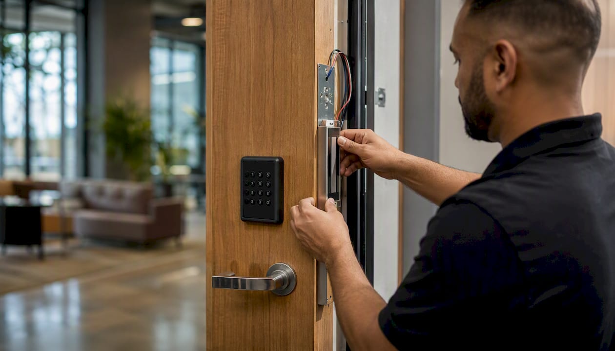 Installation of electronic door access control hardware