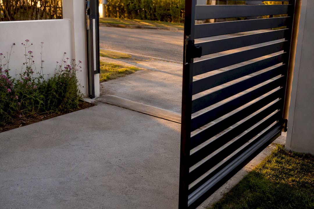 Residential driveway gate opening width view