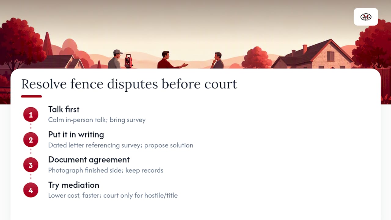 How to Resolve a Fence Dispute Before It Reaches Court — overview diagram