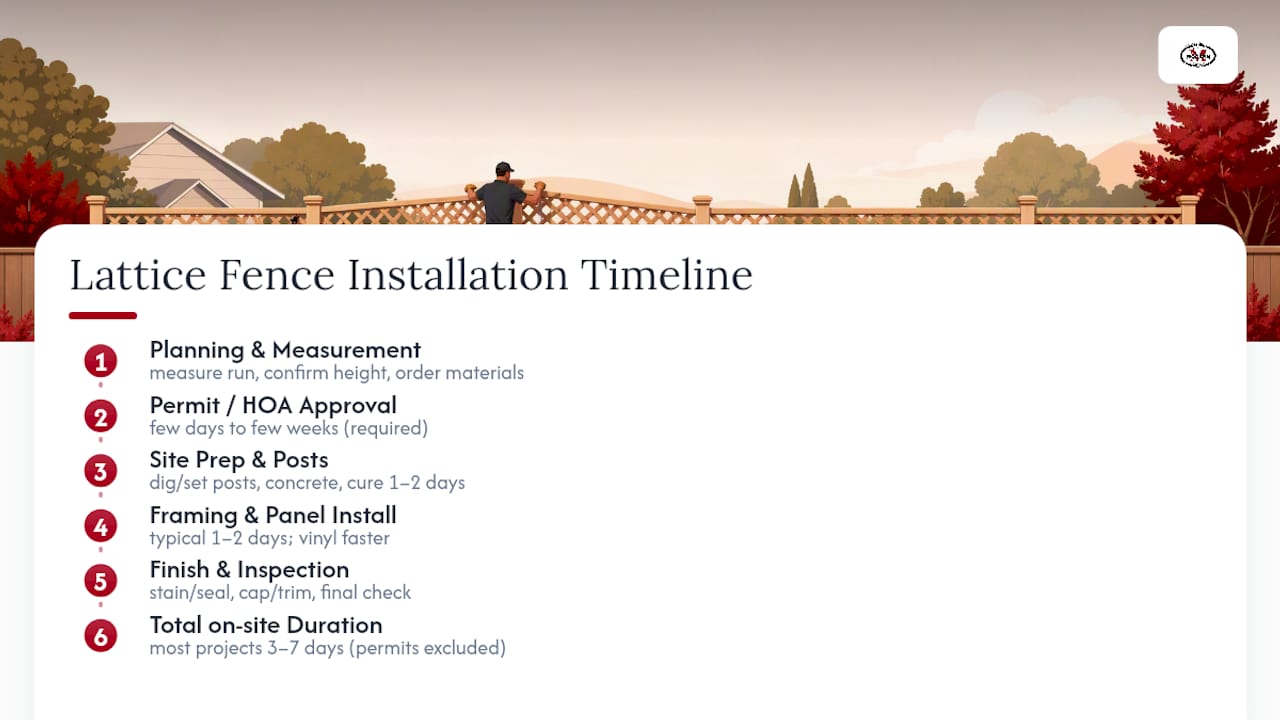 Lattice fence installation timeline and durations
