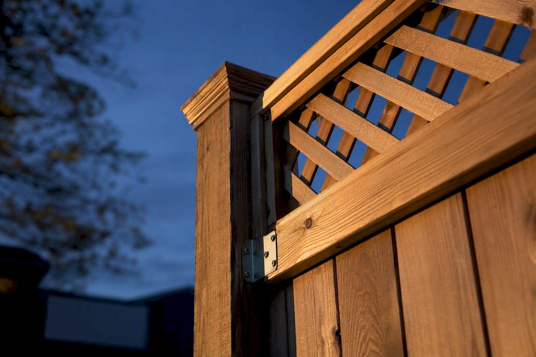 Close view of lattice topper on fence