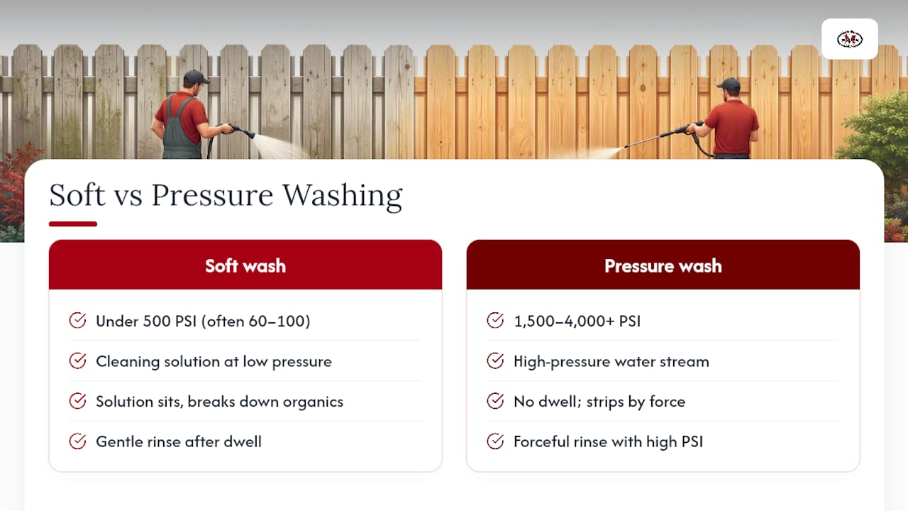 Soft washing versus pressure washing comparison
