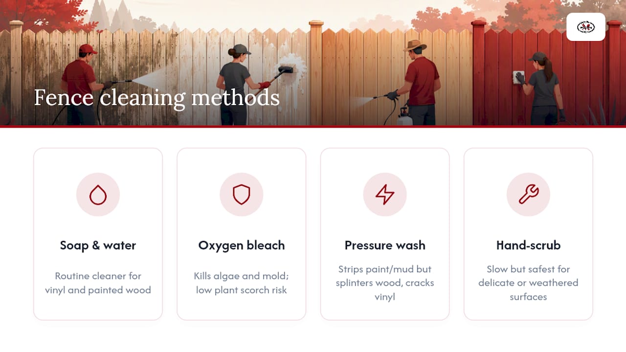 Four fence cleaning methods compared