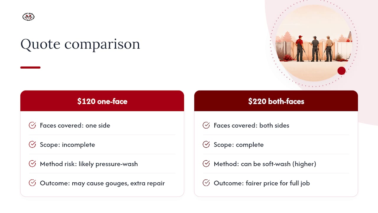 Comparison of incomplete and complete fence quotes
