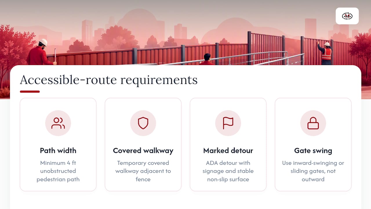 Accessible construction fence route requirements