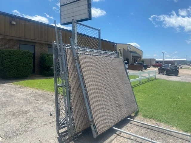 Chain link fence panels installed at a commercial property