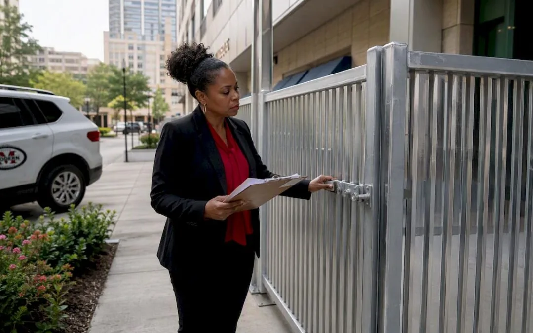 Metal enclosure protecting a service area