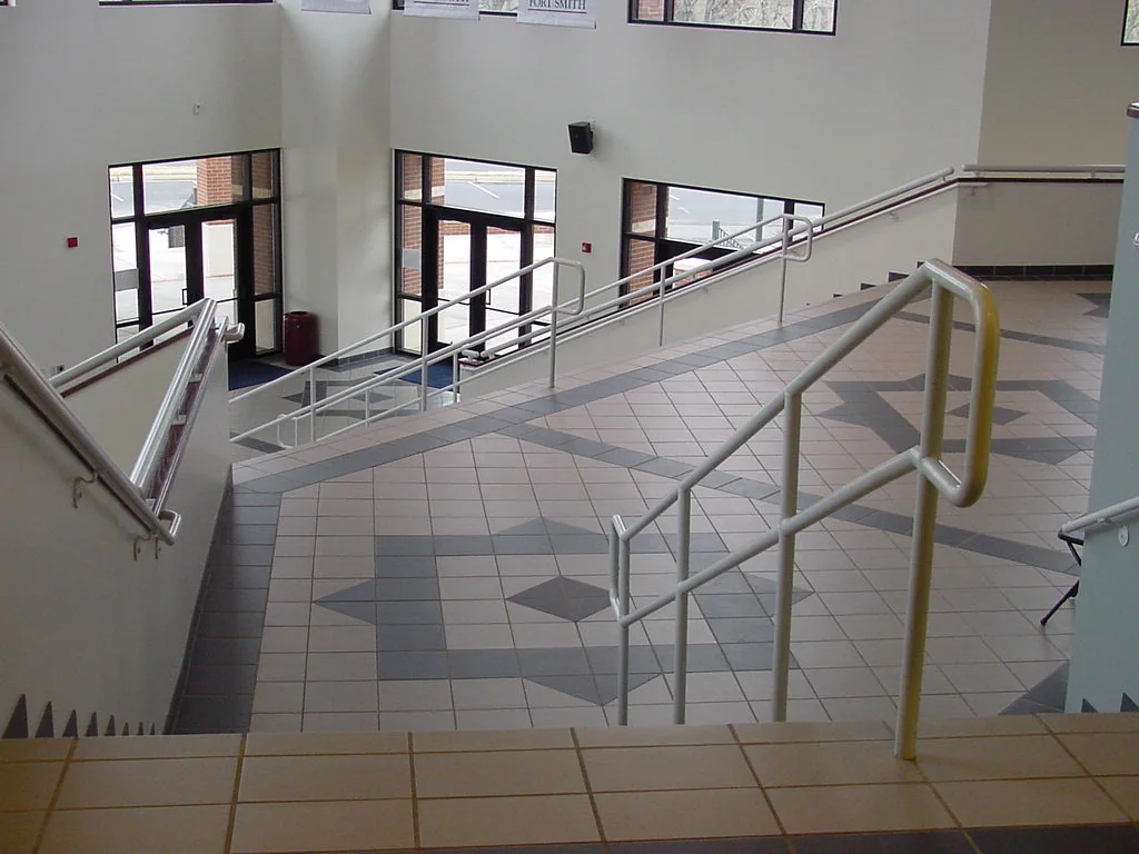 Iron fencing and rails installed at an educational property